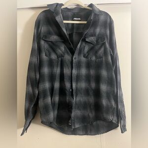 RSQ Black and Gray Plaid Shirt